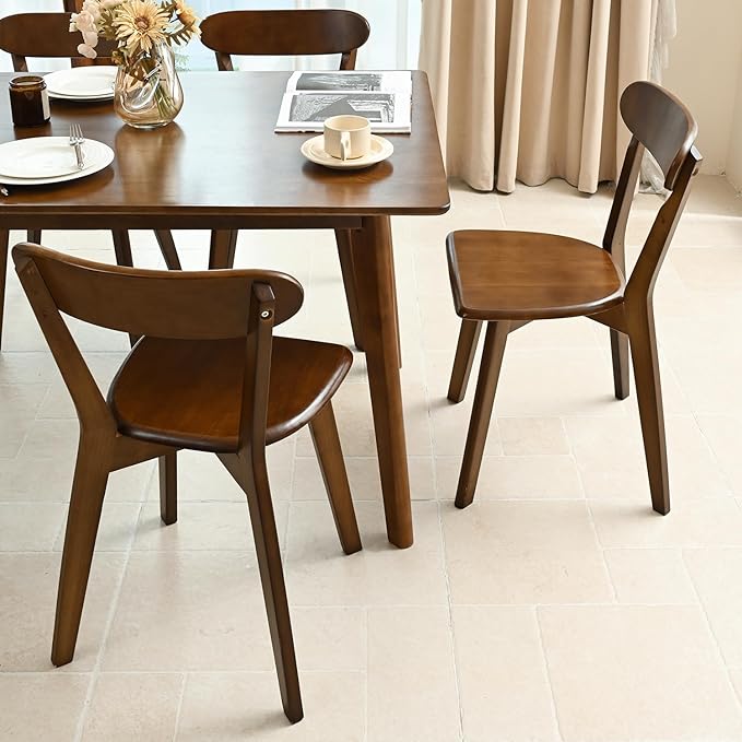 DELAVIN Soild Wood Dining Chairs Set of 2, Oak Wood Kitchen Chairs, Mid Century - Image 9