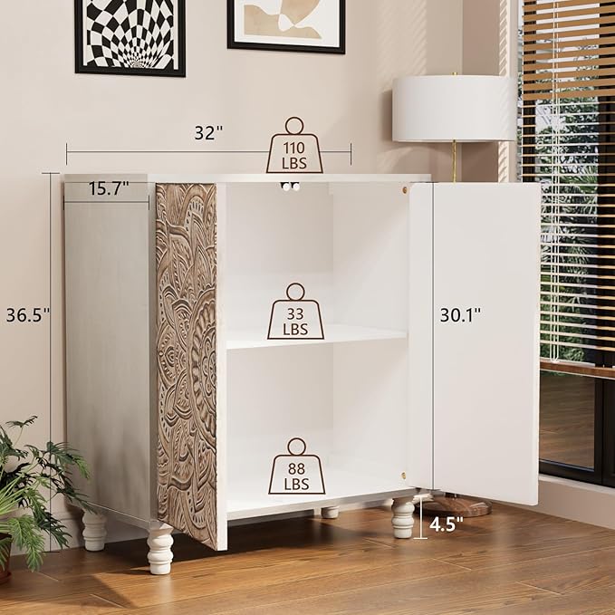COSIEST Set of 2 32" Buffet Sideboard Cabinets - Image 2