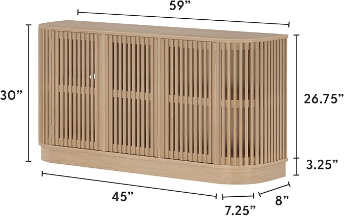 Plank+Beam Contour Wood TV Stand, Three Door Solid Wood Entertainment Console - Image 2