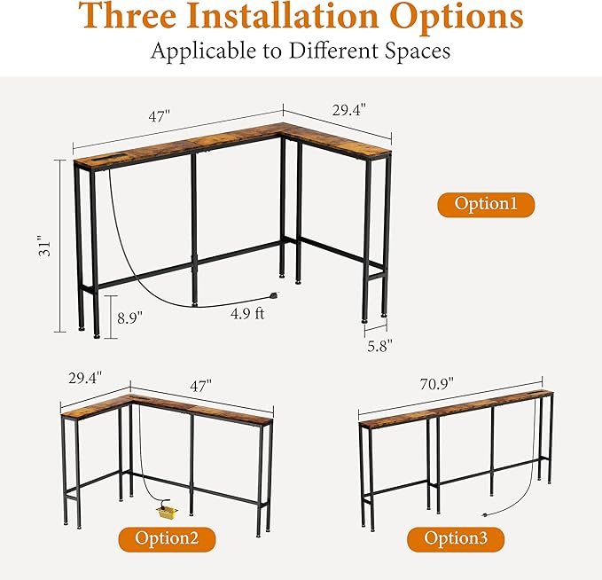 GRLEAF L Shaped Narrow Console Table - Image 3