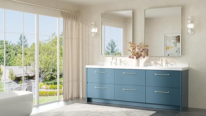TETOTE Brushed Nickel Mirror 28 x 36 Brushed Nickel Metal Framed Bathroom Mirror - Image 8