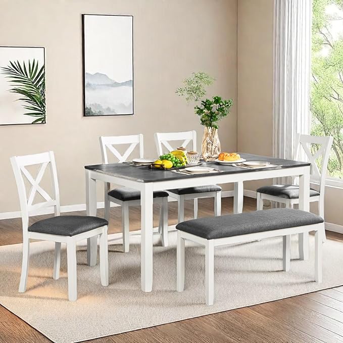 Dining Table Set for 5, 6-Piece Kitchen Table & Chairs Set - Image 7