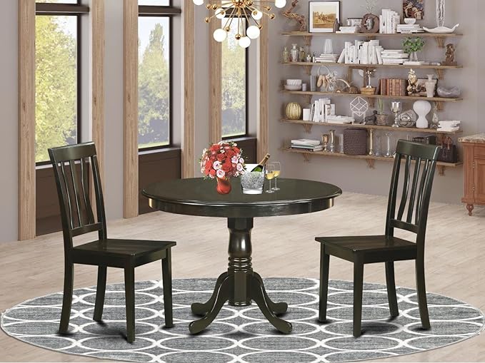 East West Furniture HLAN3-CAP-W 3 Piece Dining Room Furniture Set Contains a - Image 6