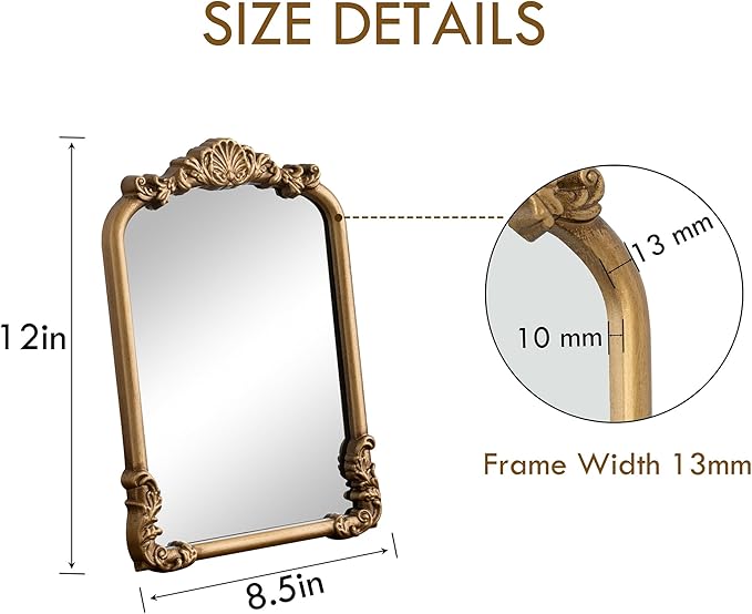 Vintage Vanity Mirror Small Gold Makeup Desk Mirror - Image 3