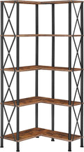 HOOBRO Corner Bookshelf, 5-Tier L-Shaped Bookcase, Industrial Open Display by HOOBRO