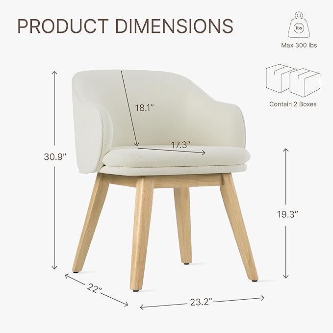 Wooden Dining Chairs Set of 4, Fabric Upholstered Modern Dining Room Chairs - Image 2