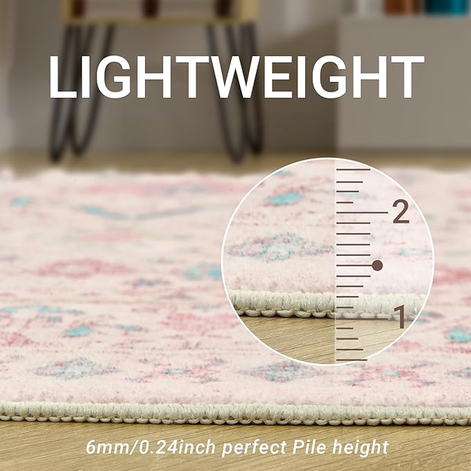 zesthome 9x12 Area Rugs for Girls Bedroom, Low Pile Machine Washable Rugs - Image 5