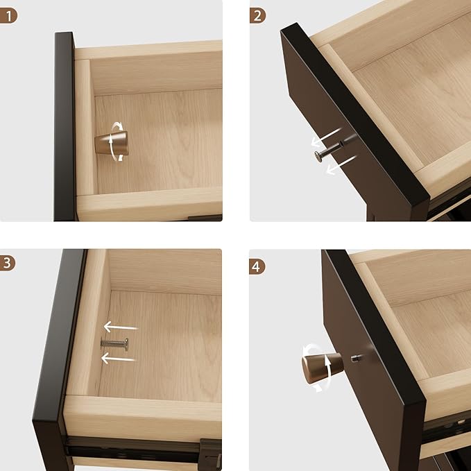 Narrow Nightstand with 3 Drawers, Solid Wood Narrow Bedside Tables, Small - Image 6