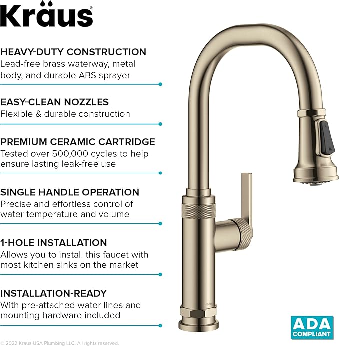 KRAUS Allyn Industrial Pull-Down Single Handle Kitchen Faucet in Spot-Free - Image 13