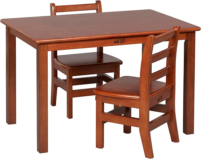 ECR4Kids 24in x 36in Rectangular Hardwood Table and Chair Set, 12in Seat Height by ECR4Kids