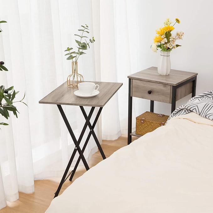 HOOBRO Folding TV Tray Tables, Industrial Side Table - Image 5