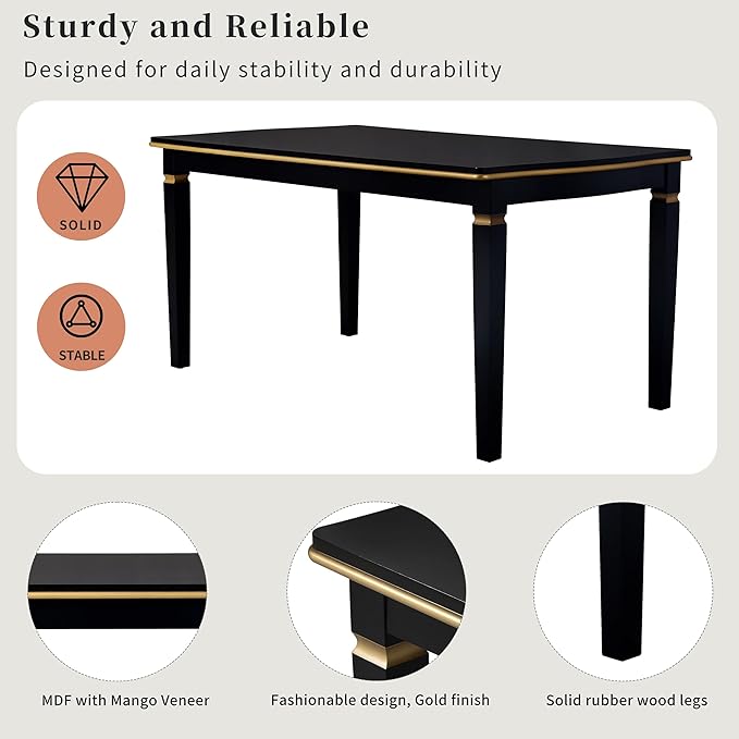 Merax 6-Piece Kitchen Dining Table Set, 62.7" Rectangular - Image 3