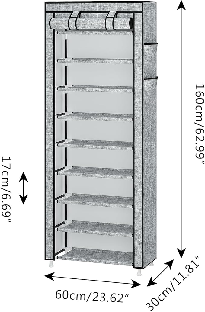 Calmootey 9 Tier Shoe Rack Organizer, Portable Shoe Shelf - Image 3