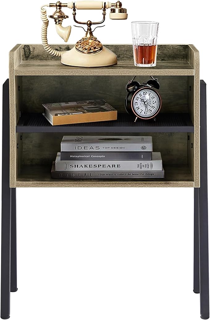 VECELO Night Stand Industrial End Table, Bedside Table - Image 9