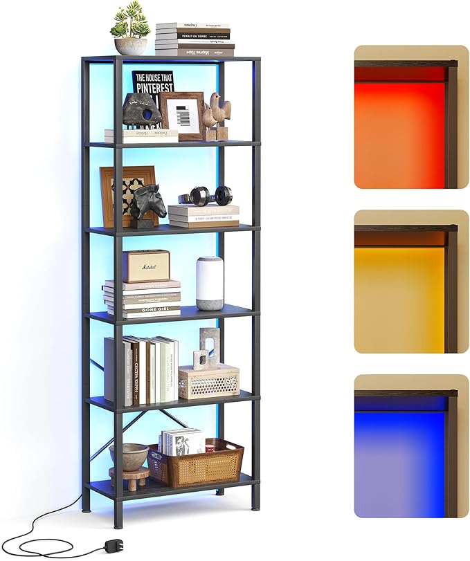 6-Tier Bookshelf, Tall Bookcase by JARHETUN