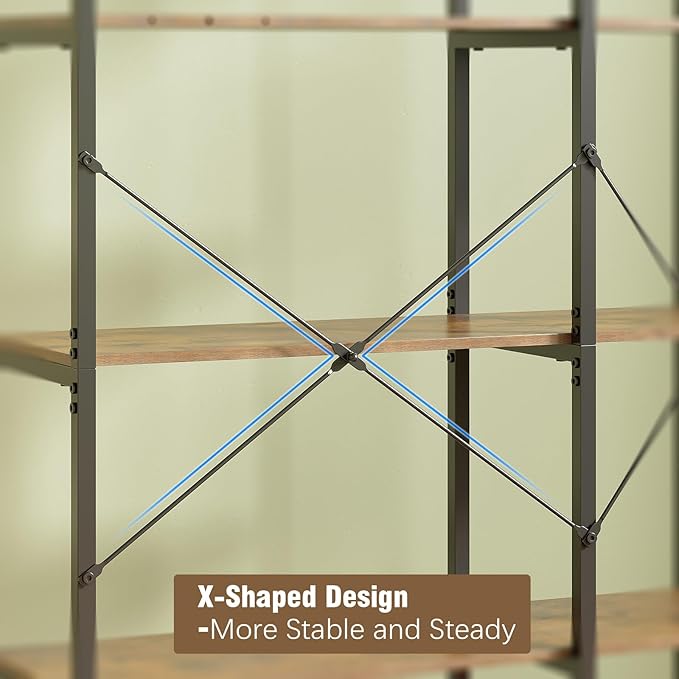 Tohomeor Bookshelf 5 Tier Deformable Corner Bookcase Free Standing Modern - Image 6