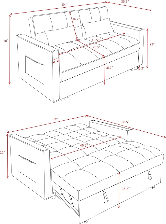 3 in1 Sofa Bed, Pull-Out Sleeper Sofa Bed - Image 2