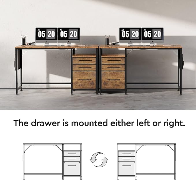 Maihail Computer Desk with Drawers, 47 inch Desk with 2 Drawers and Shelves - Image 6