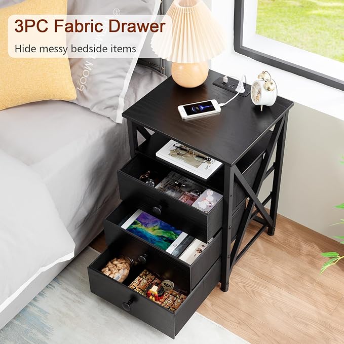 AMHANCIBLE LED Nightstand with Charging Station, Smart End Side Table with USB - Image 7