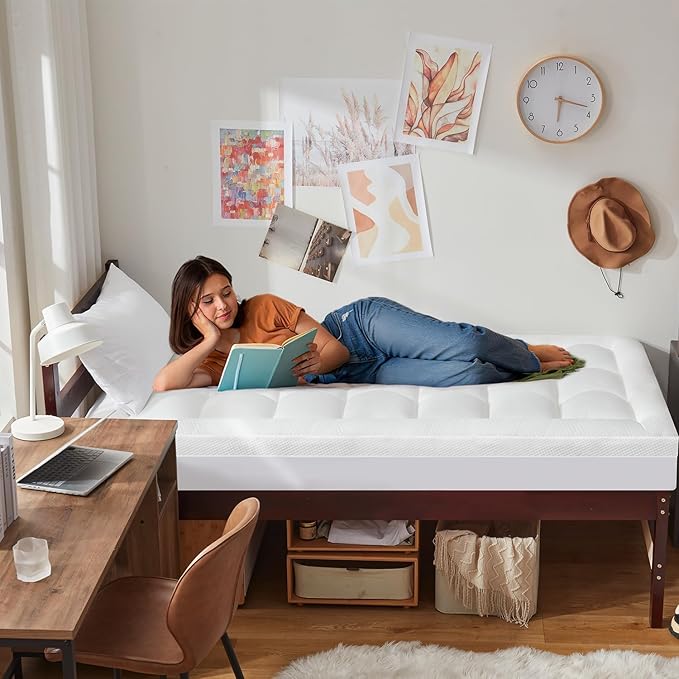 ELEMUSE Twin XL Dual Layer 3 Inch Memory Foam Mattress Topper - Image 9