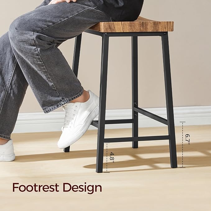 Bar Stools, Counter Height Bar Stools Set of 2, 23.7 Inch Saddle Stools - Image 7