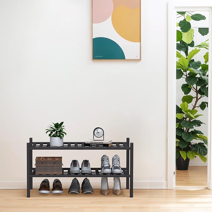 Haddockway Large 2 Tier Bamboo Shoe Rack Storage Organizer, Small Space - Image 2