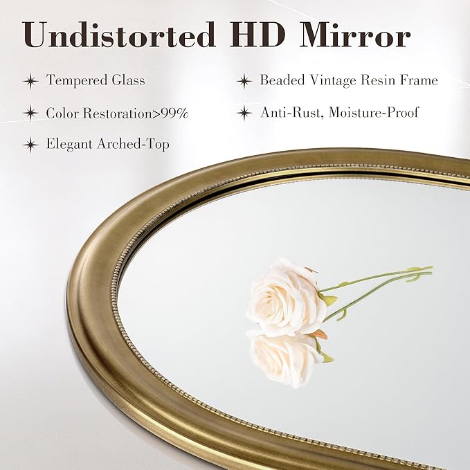 Axeman 32x48 Arched Wall Mirror, Decorative Bathroom Mirror, Traditional - Image 3