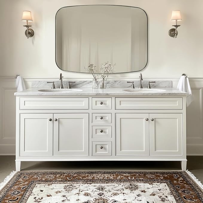 ANDY STAR Brushed Nickel Oblong Mirror, 36x48 Inch Brushed Nickel Oval Mirror - Image 7