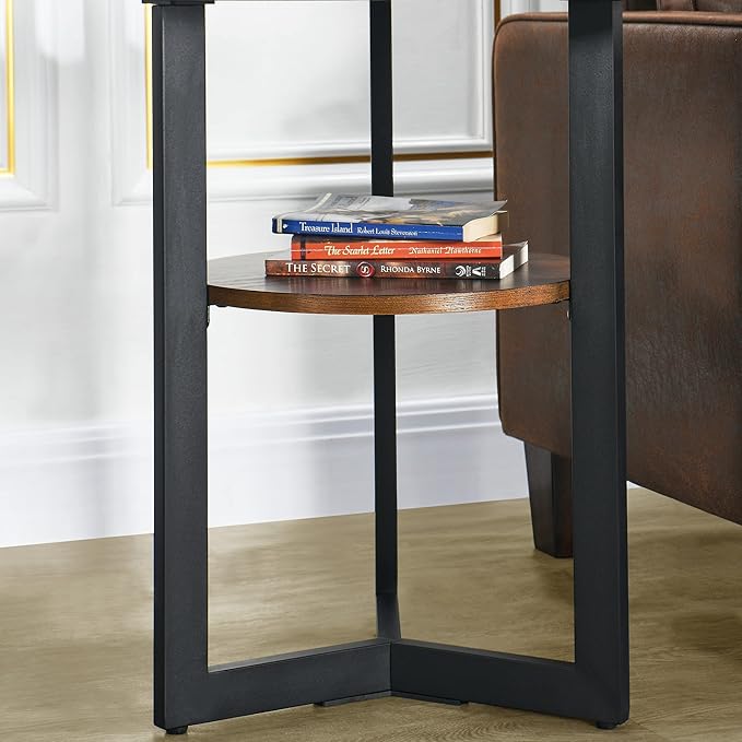 LEEMTORIG Round Side Table, 2-Tier End Table Nightstand - Image 7