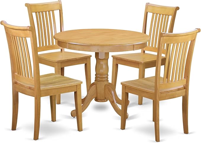 East West Furniture ANPO5-OAK-W 5 Piece Kitchen Table Set by EastWestFurniture
