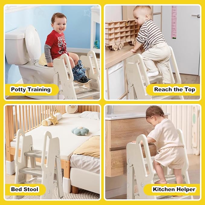 Kids Step Stool for Bathroom, Non-Slip Toddler Step Stool Kitchen Helper - Image 4