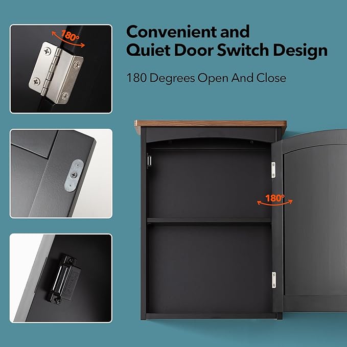 Bathroom Wall Cabinet 15 x 20 Inch Small Wall Cabinets Single Door Over Toilet - Image 7
