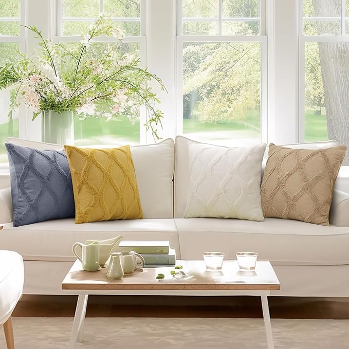 decorUhome Throw Pillow Covers 24x24 Inch Set of 2, Soft Plush Faux Fur Wool - Image 8