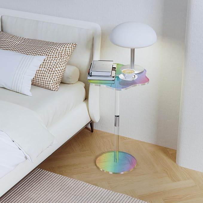 Clear Side Table Rainbow Small Acrylic End Tables 13.8 * 11.6 H: 21.3 Inch - Image 6
