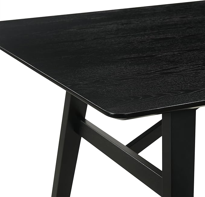 Armen Living Channell Mid Century Modern 7 Piece Black Wood Dining Table Set - Image 10