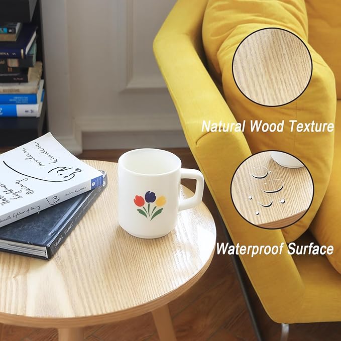AWASEN Side Table Round, Small Accent Table Nightstand Modern End Table - Image 6