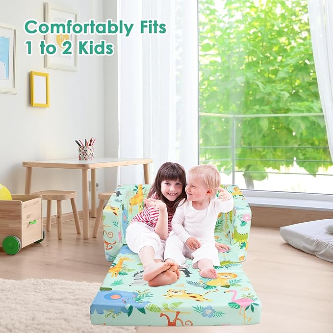 Foldable Kids Sofas Couch 2 in 1 Children Convertible Sofa to Lounger Flip Open - Image 5