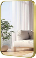 26x38 Inch Gold Mirror, Framed Rectangle Mirror by JENBELY
