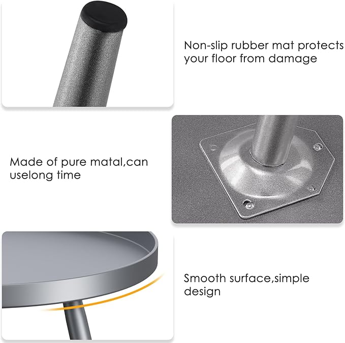 Apicizon 16" Round Side Table Set of 2, Metal End Table - Image 4