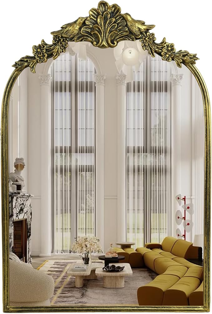 Retro Palace Style Mirror, Antique French Retro Arch Mirror, Suitable by Oujchenghome