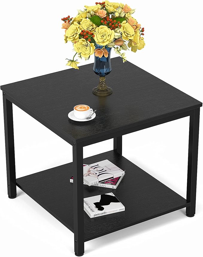 Homieasy Side Table 20 Inch Square, 2-Tier Coffee Tea End Table Nightstands - Image 9