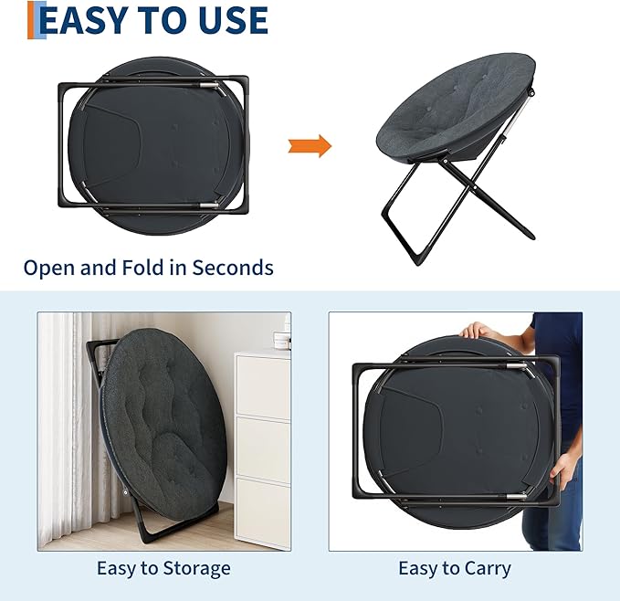 Saucer Chair, XL Foldable Lounge Chair - Image 4