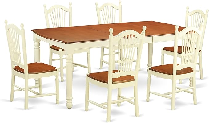 East West Furniture DOVE7-WHI-W 7 Piece Dining Room Furniture Set Consist of a by EastWestFurniture