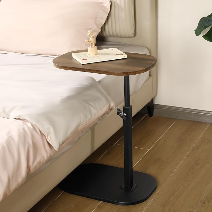 360° Swivel Top C Table for Small Place, Adiustable Height Couch Side Tables - Image 7