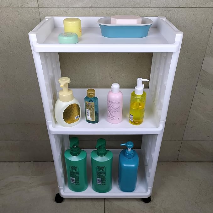 3 Tier Rolling Storage Cart Organizer Shelf on Wheels Movable Organization Rack - Image 3