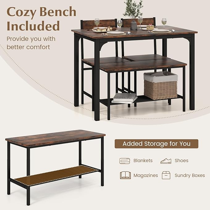 Tangkula Dining Table Set for 4, Kitchen Table and 2 Chairs for 4 - Image 5