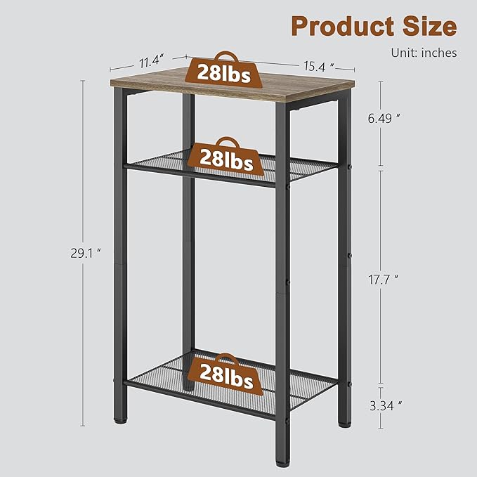 Hoctieon 3 Tier End Table, Telephone Table, Tall Side Table - Image 3