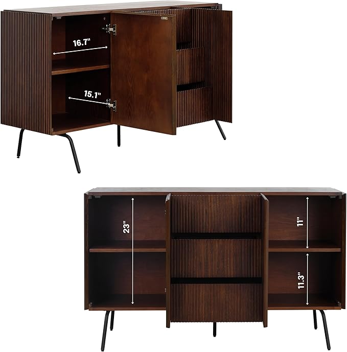 NTC Veil Sideboard with 2 Doors and 3 Drawers, Buffet Cabinet with Vertical - Image 8