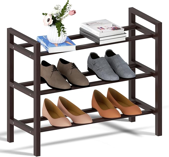 Haddockway Bamboo Shoe Rack for Closet, Free Standing Shoe Organizer by Haddockway