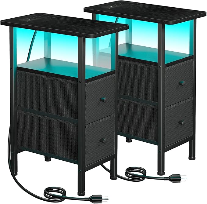 Narrow End Tables Living Room Set of 2 by LOAKEKEL